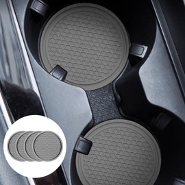KAQISI Car Cup Holder Coaster, 4PCS 2.75 Inch Diameter Non-Slip Universal Insert Coaster, Durable, Suitable for Most Car Interior, Car Accessory for Women and Men (Grey)