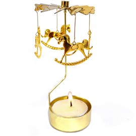 COMZPLIFE - Soporte giratorio para velas de té de metal dorado para cumpleaños, boda, aniversario, fiesta, decoración de mesa, decoración del hogar