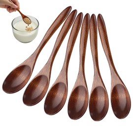 Wooden Spoons, Small, Pack of 6 Wooden Spoons, Honey Spoon, Wooden Teaspoon, Natural Wooden Spoon for Tea, Coffee, Honey, Sugar, Spice, Soup, Rice, Mixing, Stirring (14.5 x 3.2 cm)