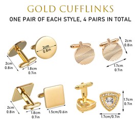 DKDDSSS 4 Pairs Cufflinks for Men, Cuff Links for Men, Men's Cufflinks Cuff Links for Men, Diamond Ornate Cufflinks, for Wedding Party Business Tuxedo Shirts