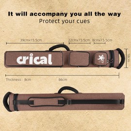 CRICAL Pool Cue Case，2 X 4 Pool Stick Case Holds 4 Shafts and 2 Butts，Billiard Pool Cue Stick Carrying Case Bag with Soft Padded Shoulders and Handle,Pool Stick Case Accessories for Adults