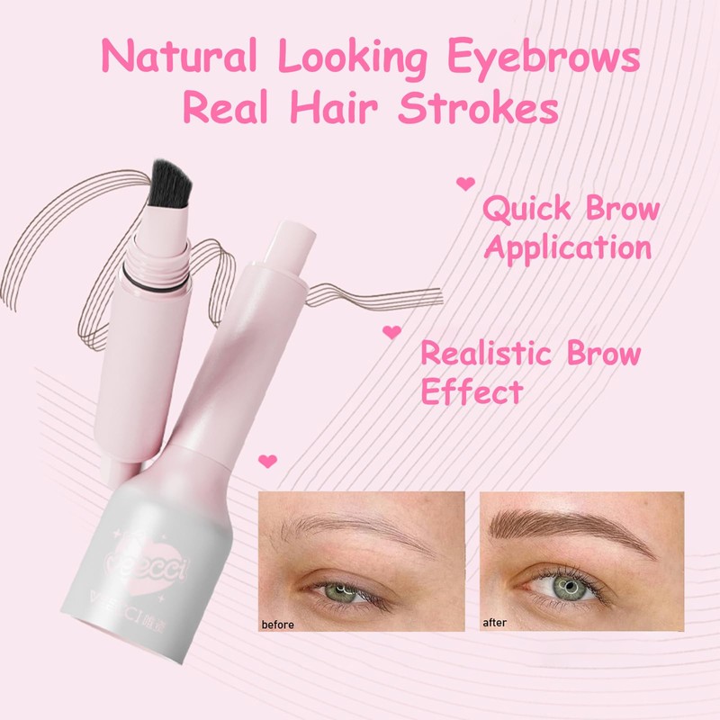 VEECCI Angled Eyebrow Brush Pen - Waterproof Microblading Pencil for