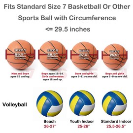 FoRapid Size 7 (29.5") Basketball Bag Soccer Ball Football Volleyball Softball Sports Ball Bag Holder Carrier+Adjustable Shoulder Strap 2 Side Mesh Pockets f/ Water Bottle Towel Sports Shoes (Orange)