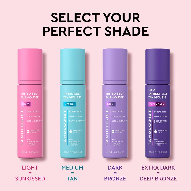 Tanologist Dark Self Tan Mousse, Tinted Self-Tanning Mousse, Streak-Free, Natural
