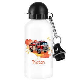 Striefchen® Children's Water Bottle with Name of Choice 500 ml BPA Free Aluminium (Fire Brigade)