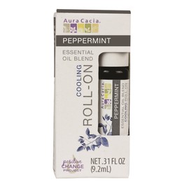 Aura Cacia Roll-On Essential Oil Blend, Peppermint, 0.31 Ounce (Pack of 12)