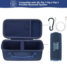 Supmay Hard Carrying Case for JBL Flip 7 6 5 Portable Bluetooth Speaker, Storage Holder Travel Bag with Mesh Pocket for USB Cable, Very Suitable for Home, Outdoor, and Travel, Blue