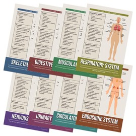 Quarterhouse 8 Poster Human Body Systems Set, Science Classroom Learning Materials for K-12 Students and Teachers, 12 x 18 Inches