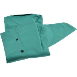PRO-SAFE Welding Jacket: 9 oz Green Sateen Cotton with Snap Closure, Size Large