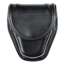 BIANCHI 7917 Double Handcuff Pouch, Plain Black, Hidden Snap