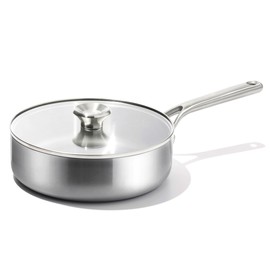 OXO Mira Tri-Ply Stainless Steel, 3.25QT Saute Pan Jumbo Cooker with Lid, Induction, Multi Clad, Dishwasher and Metal Utensil Safe