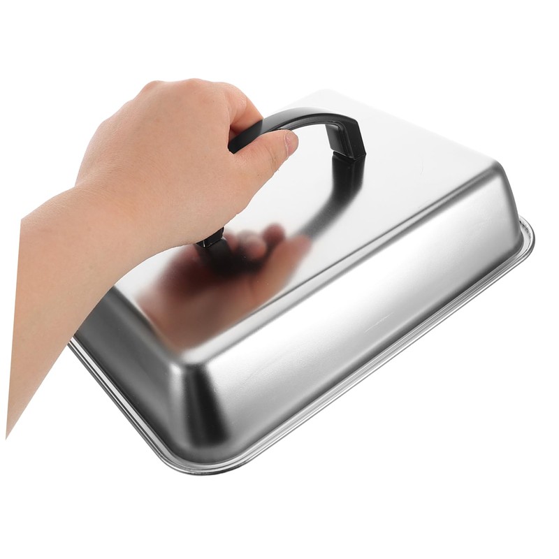 Toddmomy Stainless Steel Rectangular Basting Cover Lid Heat Resistant Cheese