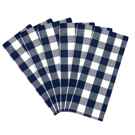 All Cotton and Linen Napkins, Set of 6, 18" x 18", Navy Blue, Cotton, Gingham
