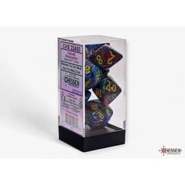 Mosaic Festive Mega-Hedral Dice with Yellow Colored Numbers 20mm (25/32in) Set of 7 Chessex