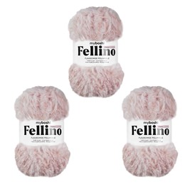 myboshi Fellino Fluffy Fur Wool for Crochet and Knitting, Teddy Wool in Fur Look, Super Bulky, 100 g, 65 m Pink (Pinku), 3 Balls