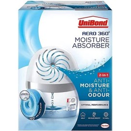 UniBond AERO 360º Pure Moisture Absorber | Ultra-Absorbent Dehumidifier, Helps to Prevent Condensation, Mould & Musty Smells, Refillable Condensation Absorber (1 Device + 1 Refiils) (1 Pack)