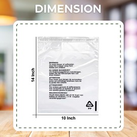 JeeJaan® 100 Pcs of Shirt Packaging Bags 10 x 14 in Clear Garment Bag 254 x 355 mm Polypropylene Bags