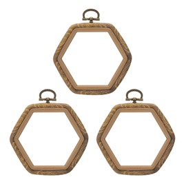 PATIKIL 4x3.7inch Embroidery Hoops, 3Pieces Imitated Wood Hexagon Frame Cross Stitch Hoop Ring for Embroidery Art Craft Sewing Ornaments Hanging Decoration