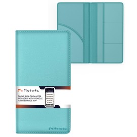 MOTO4X Car Registration and Insurance Card Holder, Premium PU Leather Glove box Organizer for Licence, Cards & Essential Documents in your Glove compartment, a Car Wallet for all Vehicle needs:Blue