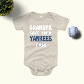 NanyCrafts Baby's Grandpa says I'm a Yankees Fan Bodysuit Newborn Navy
