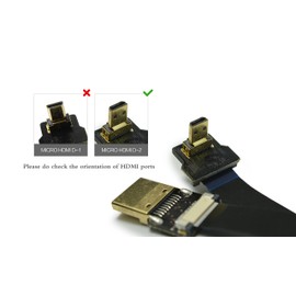 Flat Slim FPV HDMI Cable Micro HDMI Male 90 Degree to Standard HDMI Male Full Size HDMI Normal HDMI Compatible with Gopro Sony Alpha sonyA7RII A7SII A9 A6500 A6300（NOT for A6000 Black 50CM