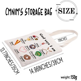 AKTAP Baseball Christian Gifts God Says I Am Baseball Tote Bag Jesus Bible Verse Gifts Baseball Lover Religious Shoulder Tote (TB, Baseball Christian TE-HT)