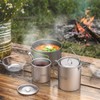 TOMSHOO Lightweight Titanium 3 Pieces Set Titanium 750ml Pot 350ml