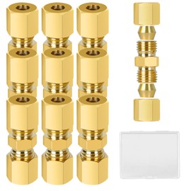 FIFIBANG 10-Piece Brake Line Connector 4.75 mm for Brake Line, 3/16 Inch Brake Line Connector without Flaring Connector, Copper Steel