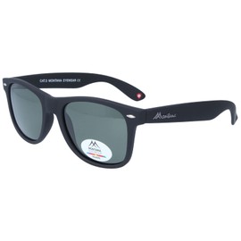 Unisex Montana Eyewear MP1A-XL Polarising Sunglasses Made of Matte Plastic in Black - Green