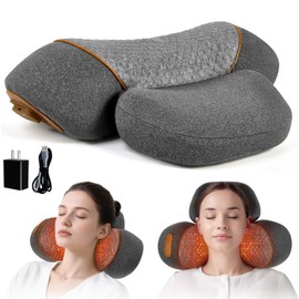 GIFEY 3- in -1 Rechargeable Neck Massage Pillow - Neck Massager, Relieves Deep Tissue Pain in The Neck, Has Massage Heating and Traction Functions, Camel Hump Corrector