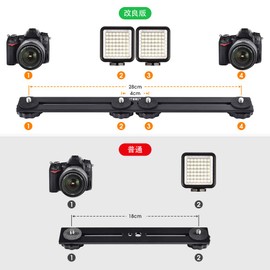 UTEBIT Camera Shoe Bracket with Hot Shoe, 30cm Head Plate, Compatible with Four Plates, Camera Four Plates, Aluminum Alloy, 1/4 Screw Holes and 3/8" Screw Holes, Extendable for Video Lights/Strobes