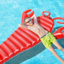BESPORTBLE 1PC Creative Lobster Shape Inflatable Floating Bed for Swimming Pool Fun PVC Floating Mat for Outdoor Summer Parties Relaxation and Sunbathing