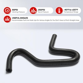 TKKEUEP 1/4 Inch ID Molded Fuel Line Rubber Hose Elbow Bends Universal 45, 90, 135, 180 Degree Bend Fuel Hose