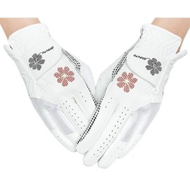 PREMINNO Golf Glove for Women - Fits Both Hands, Durable, Stylish (Size 19 (16.5cm-17.0cm), White)