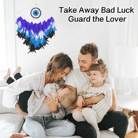 Holmgren Evil Evil Dream Catcher - Blue Evil Eye Decor for Bedroom, Evil Eye Wall Art for Home Room Decor Hanging Ornament, Good Luck Gifts for Family