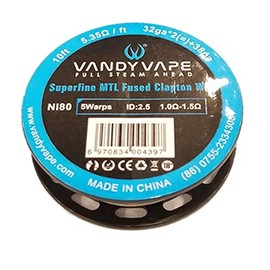 VANDY VAPE Superfine MTL Fused Clapton Wire 32 Gauge Series Ideal for MTL (Ni80 (32ga*2(=)+38ga))