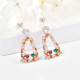 Christmas Earrings For Women 925 Sterling Silver Trendy Colorful Geometric Hoops Earrings Christmas Bell Shape Drop Dangle Earrings Christams Jewelry Gift For Women