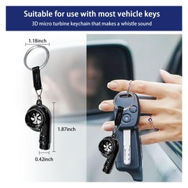 KANDUJIMU Car Turbo Keychain, Creative Metal Spinning Turbocharger Key Fob, Universal Vehicle Part Keychain Key Ring Decoration (Black)
