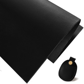 MeYuxg Leather Sheet for Crafts, Genuine Leather Fabric 30 X 30 cm, No FauxLeather, Ideal for use as Protective Pads, Crafting Kit for Earrings, Hair Bows - Black