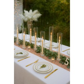 6-Pack Glass Hurricane Candle Holders with 6 Taper Candles - 11.81" Tall Windproof Candle Holders Set, Clear Cylinder Candle Sticks for Wedding Centerpieces,Birthday Party(6, 2.56" Wide x 11.81" Tall)