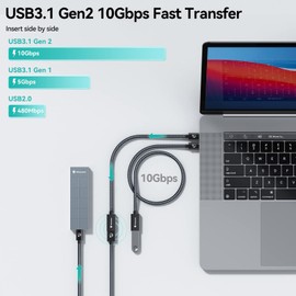 Yottamaster USB-C Male to USB-A Female Adapter Cable OTG - 10Gbps for Phone, Laptop, Tablet & Switch - 1m/3.3ft