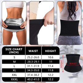 Geyoga 2 Pieces Waist Trimmer for Women Sweat Wrap Sweat Waist Trainer Sweat Tummy Workout Belt Stomach Wraps for Bodybuilding (Silver Inner,XL)