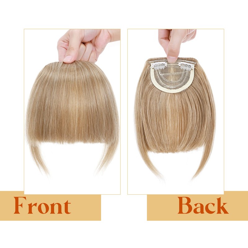 Elailite Fringe Hairpiece, Real Hair, Clip-In Fringe, One-Piece Extensions, Natural