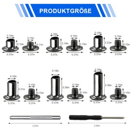 Pmueuff Schraubnieten Set, 110 Stück Chicago Binding Schrauben, M5 x 4/5/6/8/10/12mm Buchschrauben, Chicago Schrauben Kit Ledernieten für DIY Leder Dekoration Taschen Handwerk Kragen Geschirr Gepäck