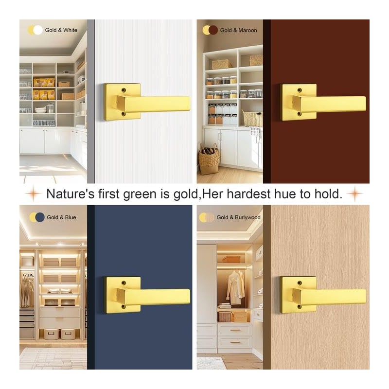 Probrico Brushed Gold Dummy Door Handle Interior Door Levers Square