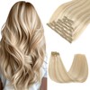 SAFIRENY Clip in Hair Extensions 14 inch Caramel Blonde Highlighted