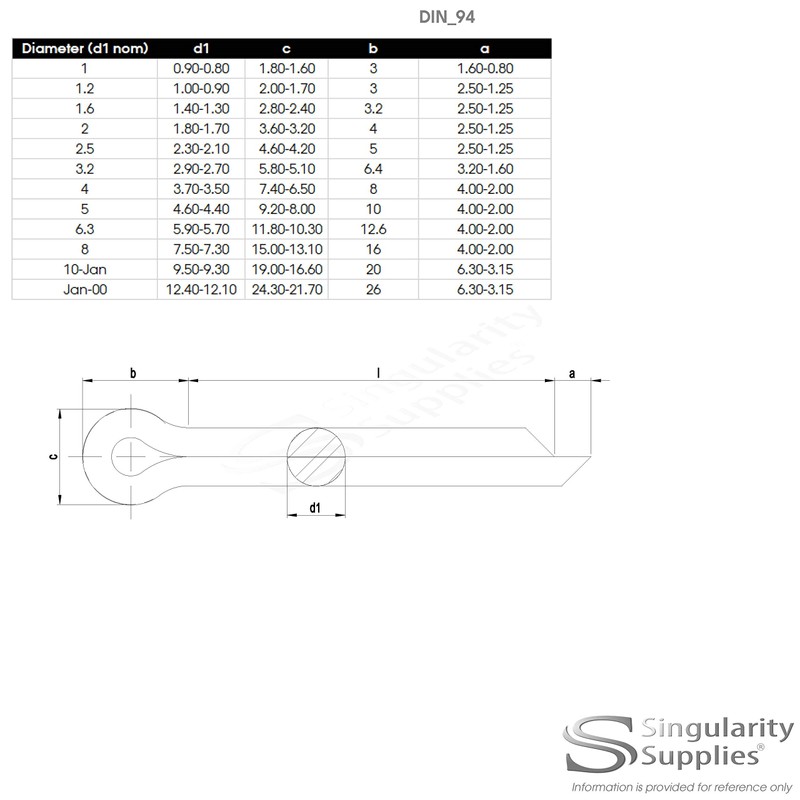 M3.2 (3.2mm x 40mm) Split Cotter Pin - Stainless Steel