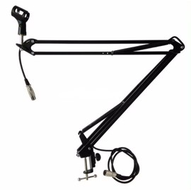 IJESA Boom Arm Microphone Mic Stand for Blue Yeti HyperX QuadCast SoloCast Snowball Fifine Shure SM7B and other Mic, Medium, Black
