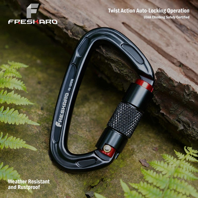 FresKaro 25kN UIAA Certified Climbing Carabiner Clips, 4inches Auto Locking,