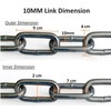 10MM Metal Chain Heavy Duty & Rust Resistant Link Galvanised